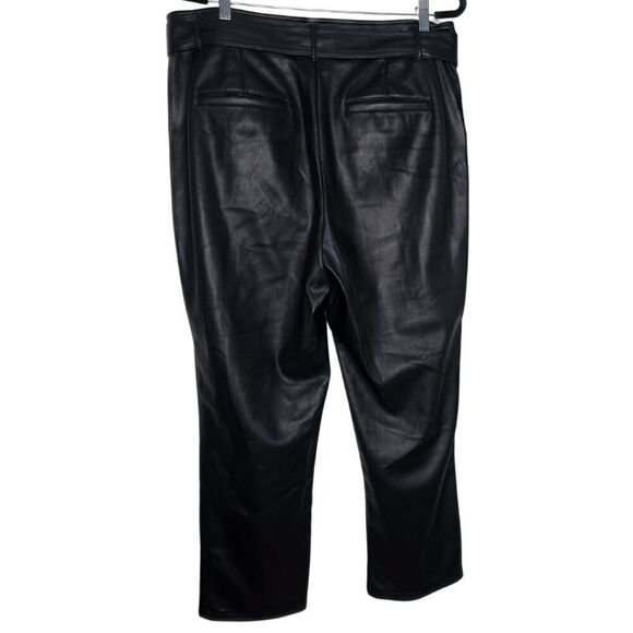 LOFT Black Faux Leather Paperbag Pants – Size 14 - Picture 4 of 7